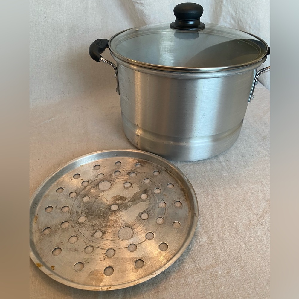 Stainless Steel Steamer Pot with Perforated Insert - Silver